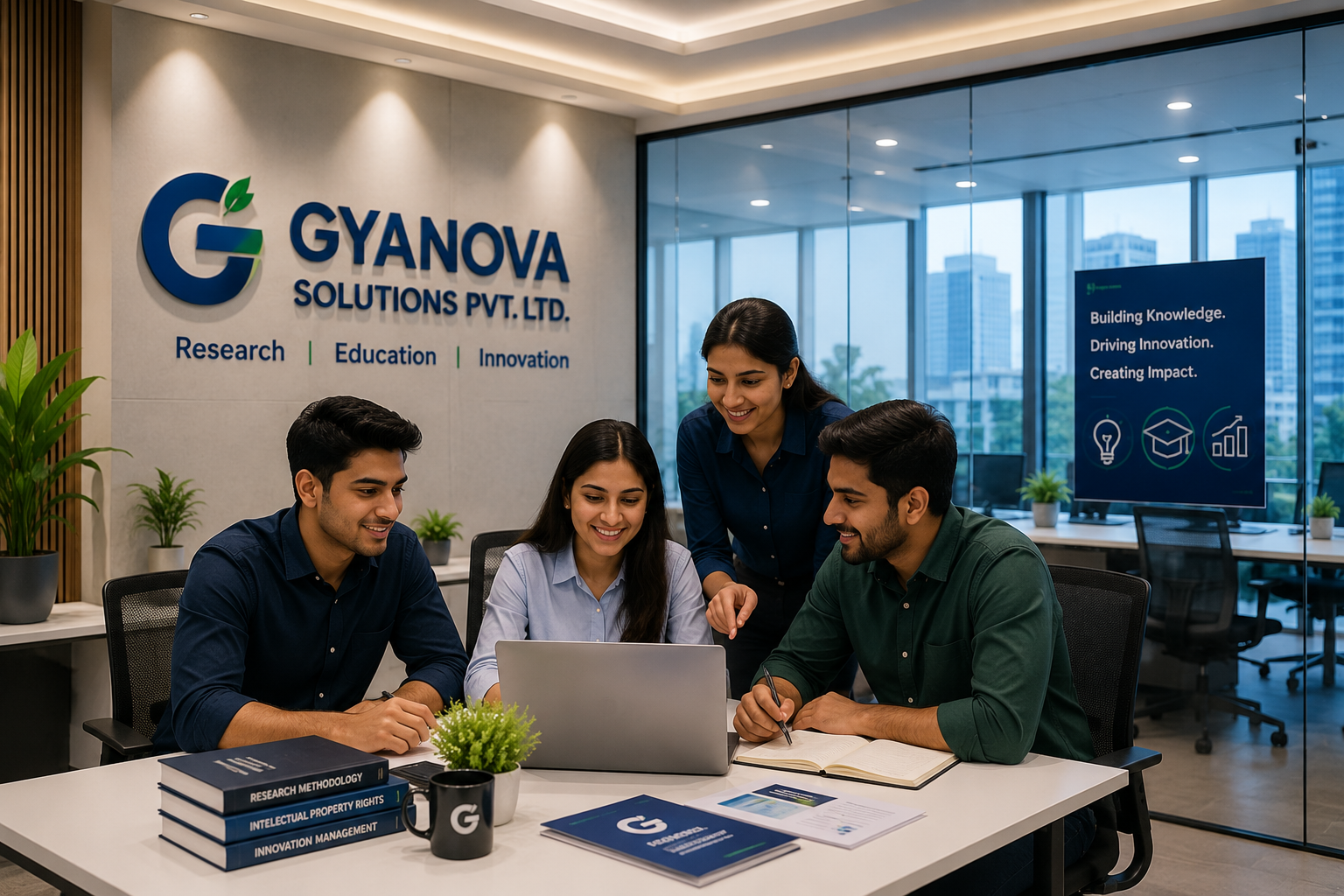 Gyanova Solutions team collaborating on research, education and innovation